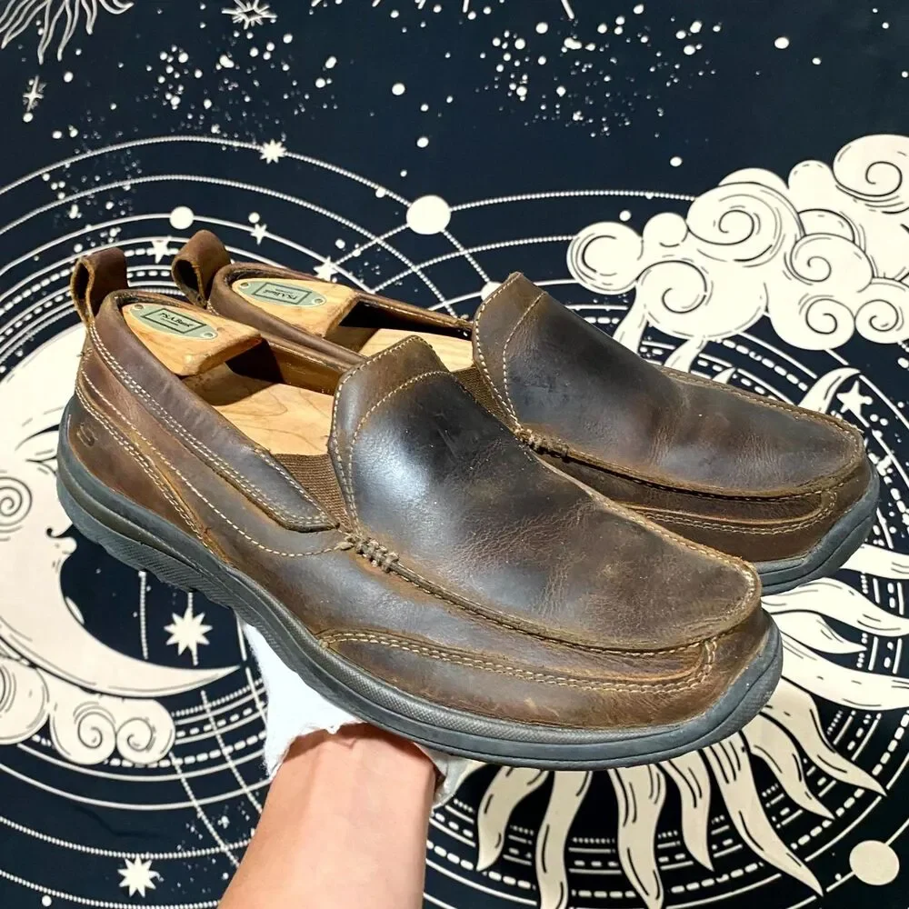 Skechers Superior Gains 63697-CDB Loafer Shoes Men's 9 Brown Leather Casual